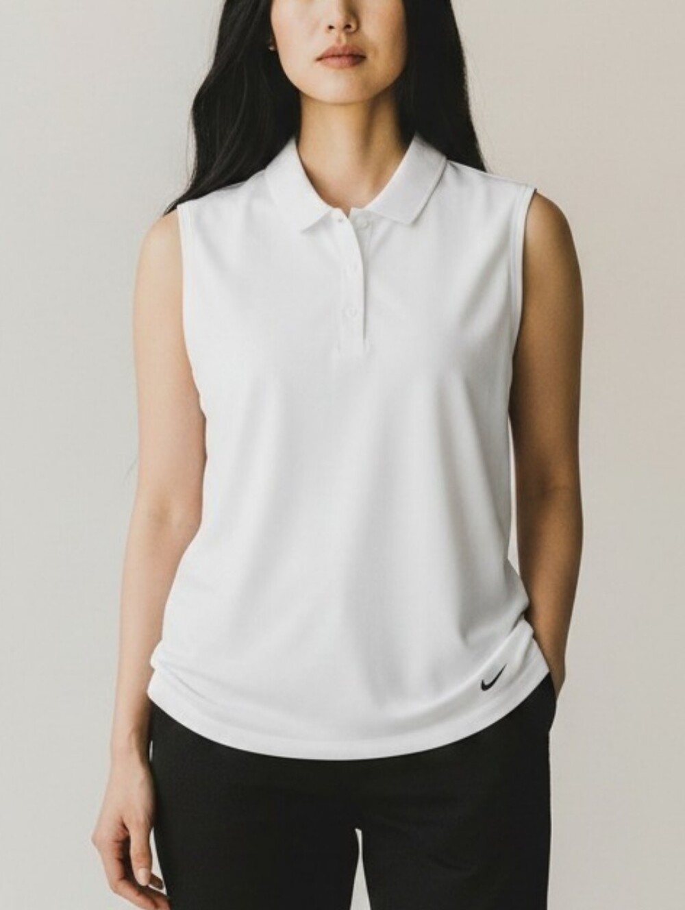 Nike Dry Fit Collection Sleeveless Polo Top In White Size Women's XL